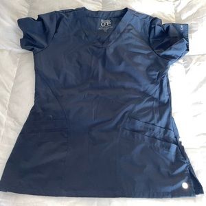 Barco one scrub top, steel color size medium